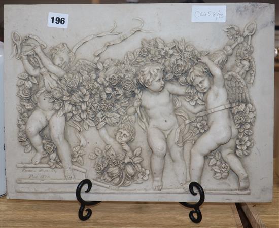 A moulded Classical plaque decorated with putti in relief